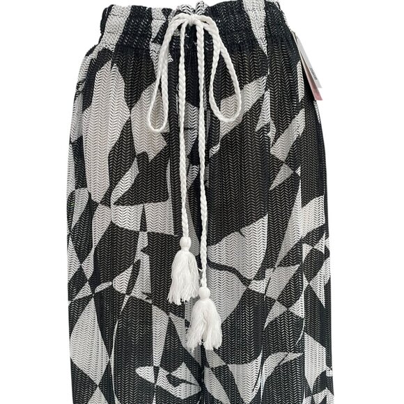 Wide-Leg Abstract Black & White Patterned Pants By Kiwi & Punch XL Elastic Waist - Picture 11 of 11